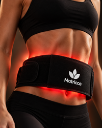 Matricce red light therapy belt worn around the waist — generated lifestyle illustration